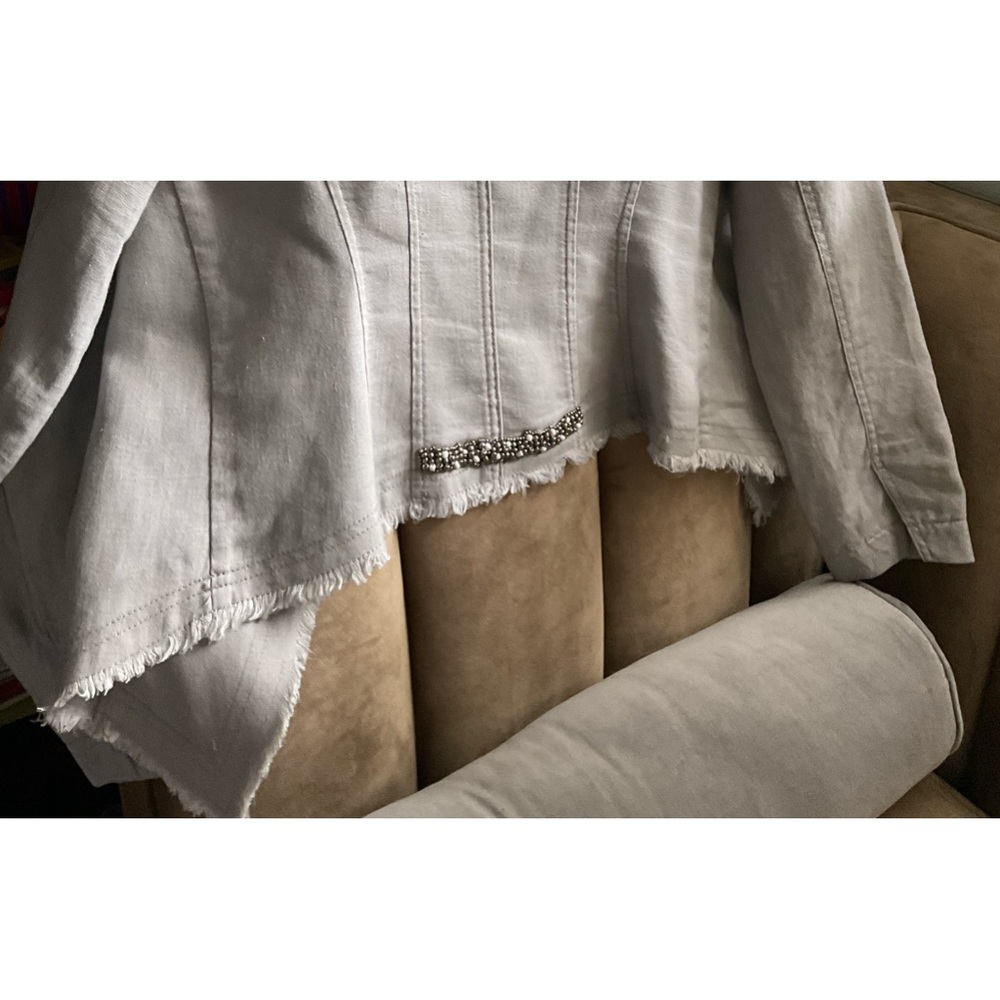 INC 100% linen jacket with beading in back.